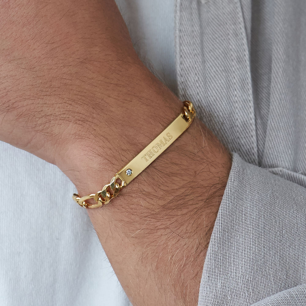 ID Bracelet for Men in Gold Vermeil with Diamond - 3 product photo