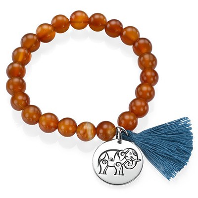 Yoga Jewelry - Engraved Elephant Bead Bracelet