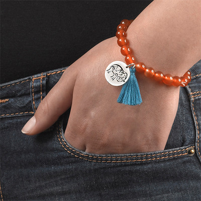 Yoga Jewelry - Engraved Elephant Bead Bracelet - 5