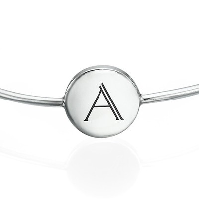 Initial Bangle Bracelet - Sterling Silver - Adjustable - 1