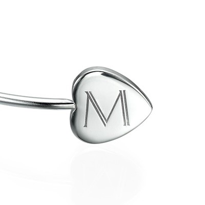 Personalized Bangle Bracelet in Silver - Adjustable - 1 product photo