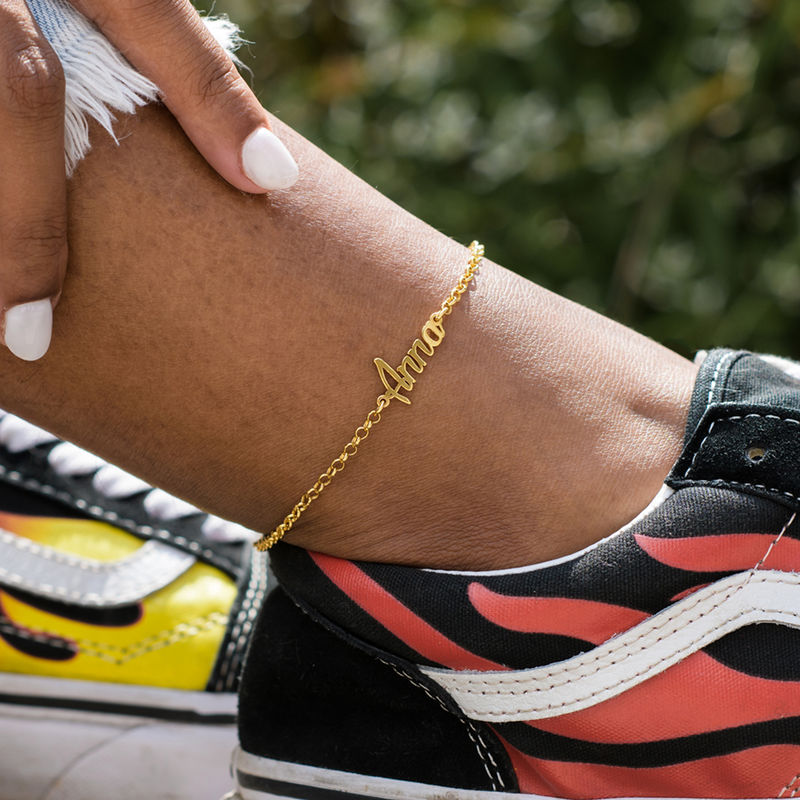 Ankle Bracelet with name in Gold Plating - 2 product photo