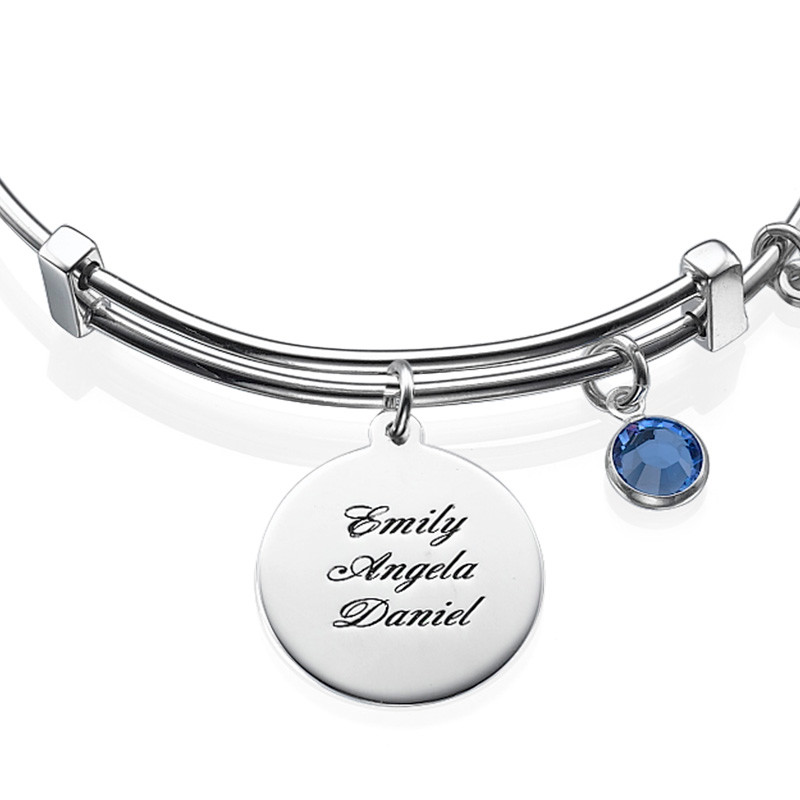Bangle Bracelet with a Family Tree Charm - 1