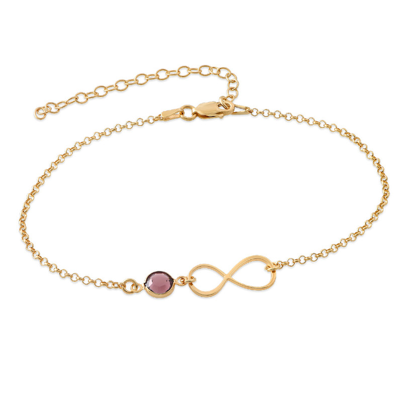 Infinity Ankle Bracelet in Gold Plating with Birthstone