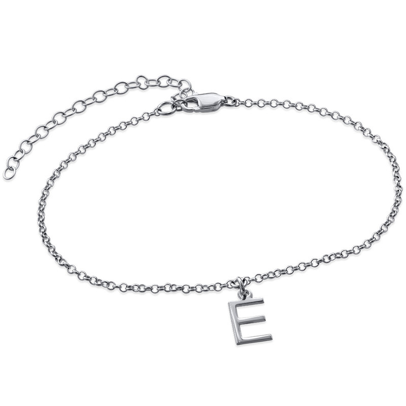 Ankle Bracelet with Initial in Silver