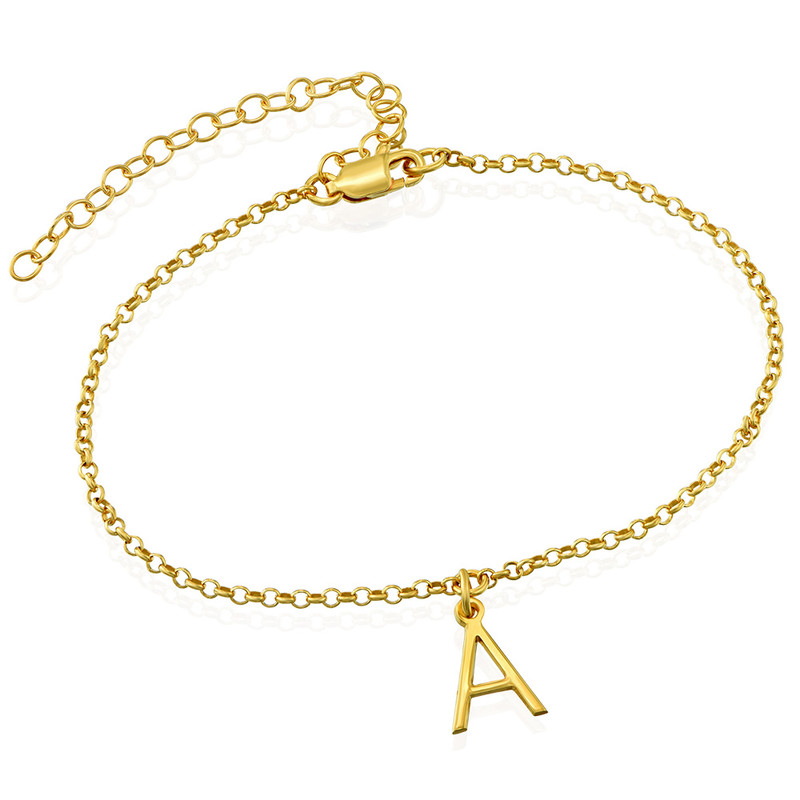 Ankle Bracelet with Initial in Gold Plating