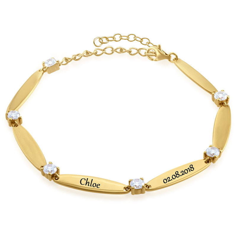 Engraved Mother Bracelet with Cubic Zirconia in Gold Plating - 1 product photo