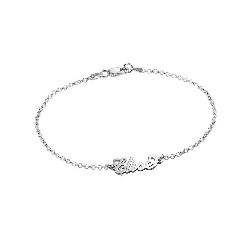 Tiny Sterling Silver Carrie Style Name Bracelet