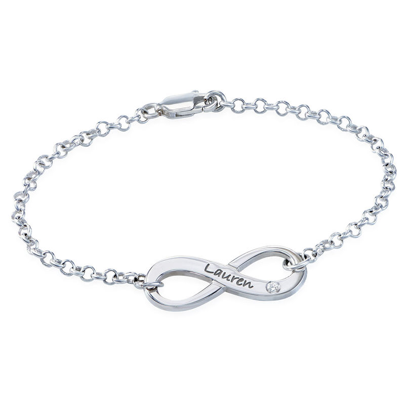 Infinity Sterling Silver Diamond Bracelet
