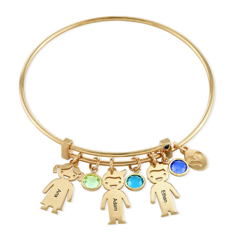 Gold Plated Bangle Bracelet with Kids Charms