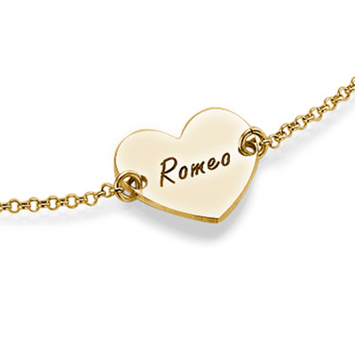 Engraved Heart Couples Bracelet in 18k Gold Plating - 1 product photo