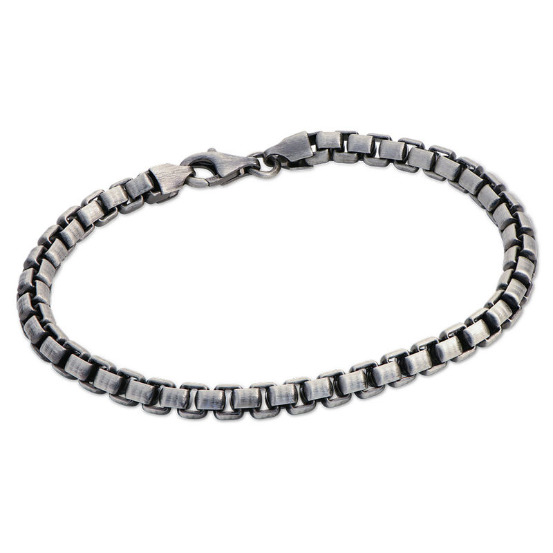 Box Chain Bracelet for Men in Black Silver