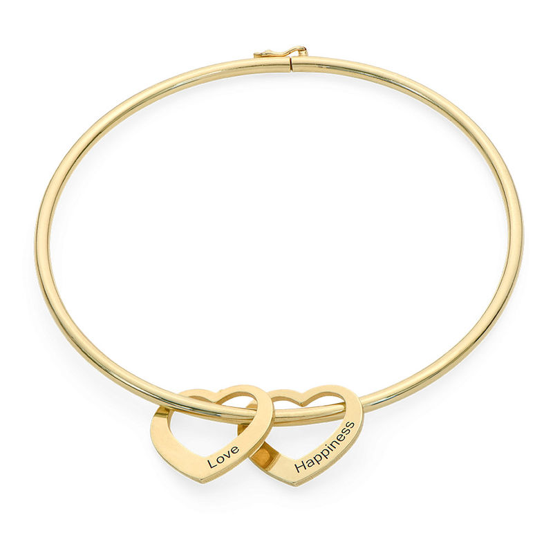 Bangle Bracelet with Heart Shape Pendants in Gold Plating - 1 product photo
