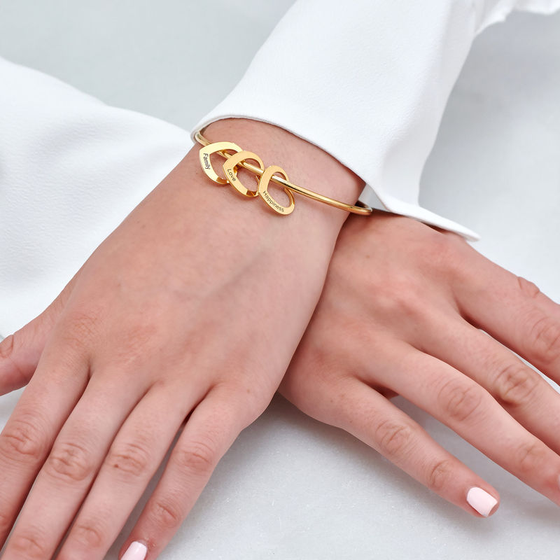 Bangle Bracelet with Heart Shape Pendants in Vermeil - 3 product photo