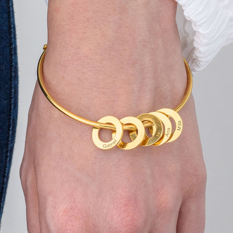 Bangle Bracelet with Round Shape Pendants in Gold Plating - 3