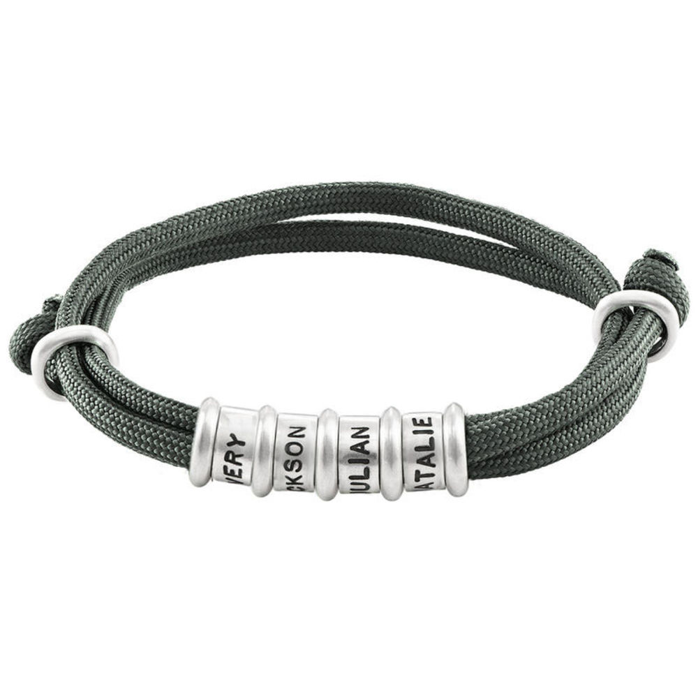 Men Cord Bracelet with Custom Beads - 1