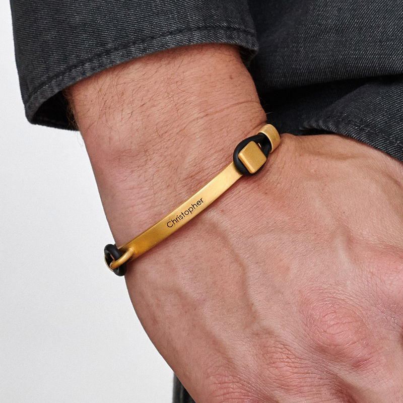 Personalized Rubber Bracelet with Engravable Bar in Gold Plated - 1 product photo