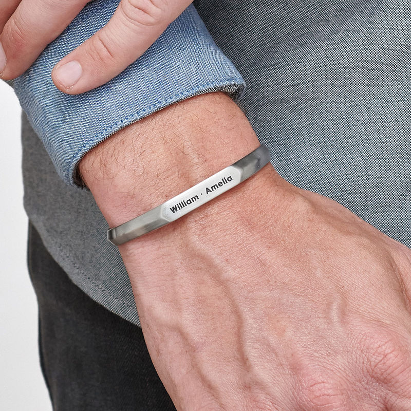 Men's Narrow Cuff Bracelet in Stainless Steel - 2