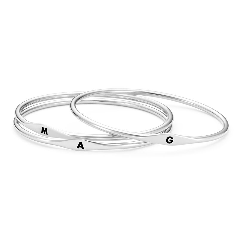 Initial Bangle Bracelet in Sterling Silver - 2 product photo