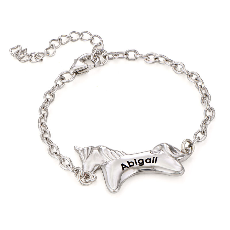 Unicorn Bracelet for Girls with Cubic Zirconia in Sterling Silver