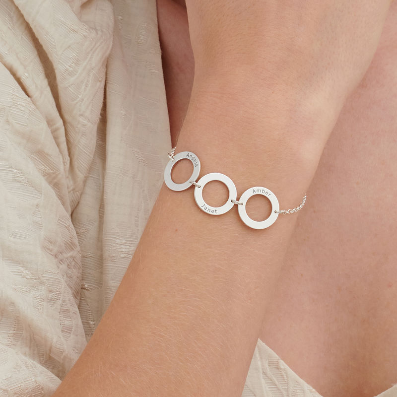 Personalized 3 Circles Bracelet with Engraving in Sterling Silver - 2