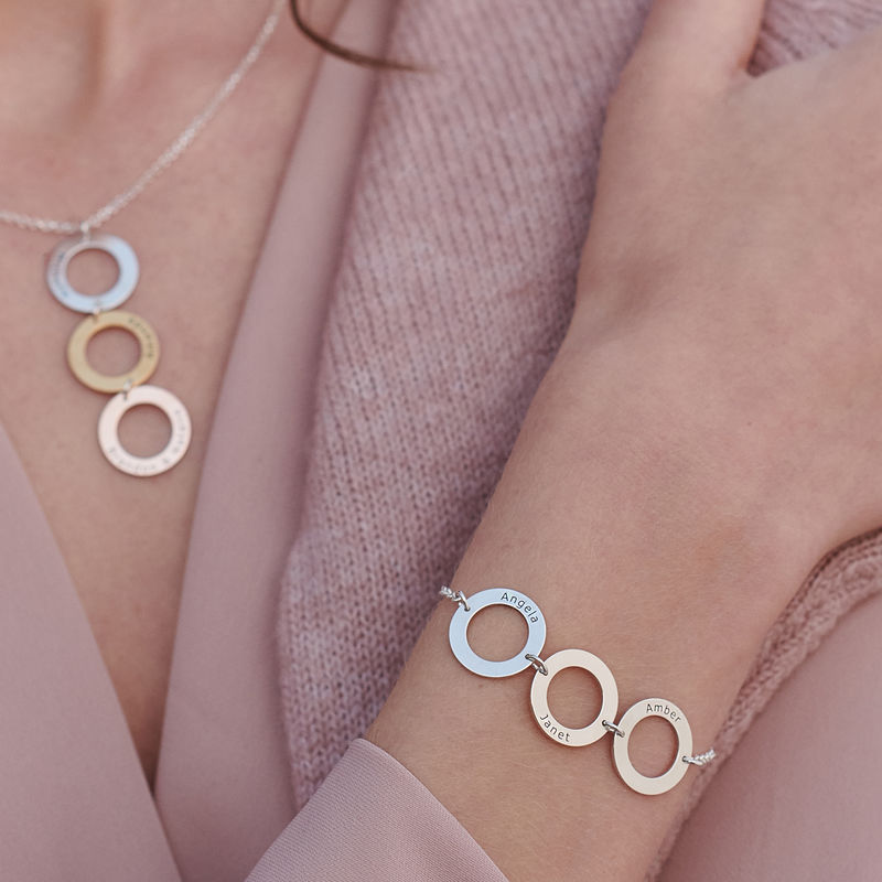Personalized 3 Circles Bracelet with Engraving in Sterling Silver - 4
