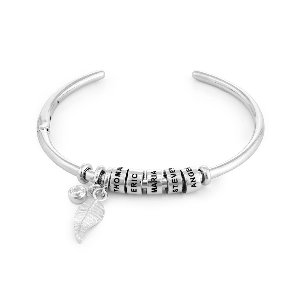 Linda Open Bangle Bracelet with Beads in Silver product photo