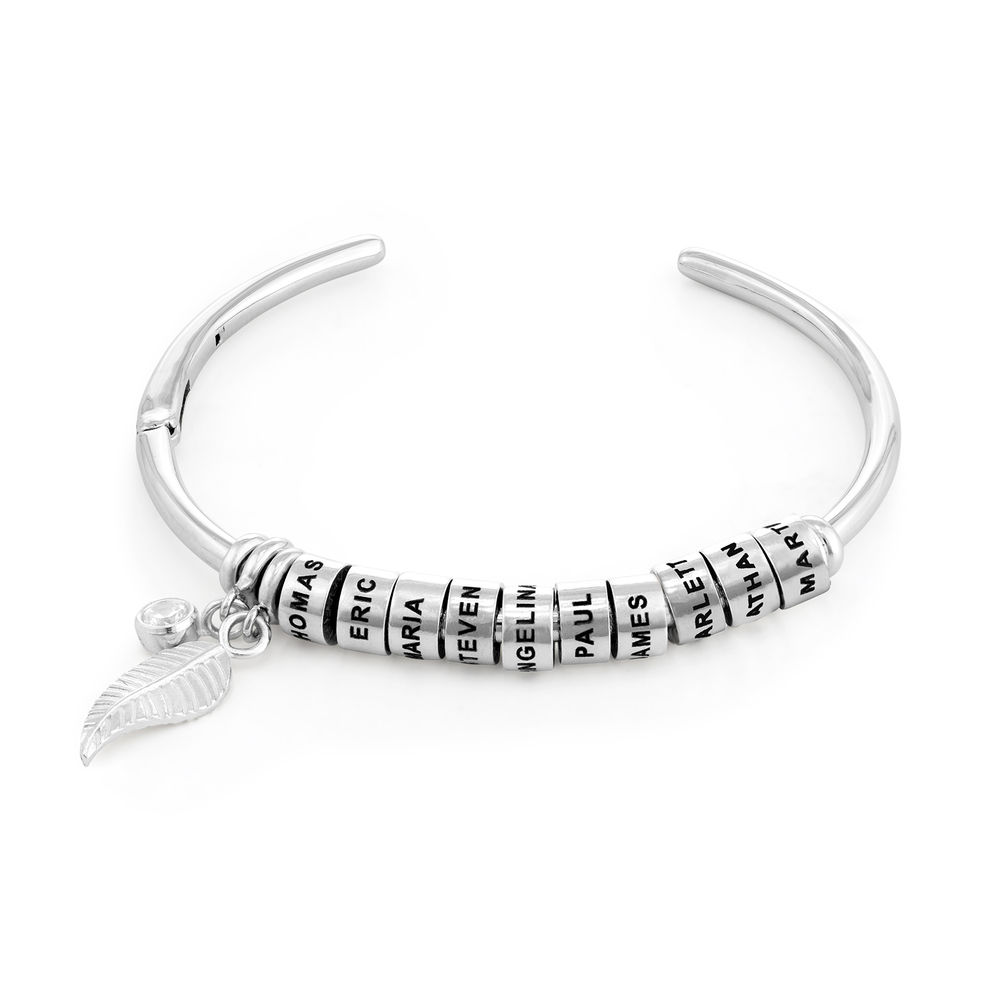 Linda Open Bangle Bracelet with Beads in Silver - 1 product photo