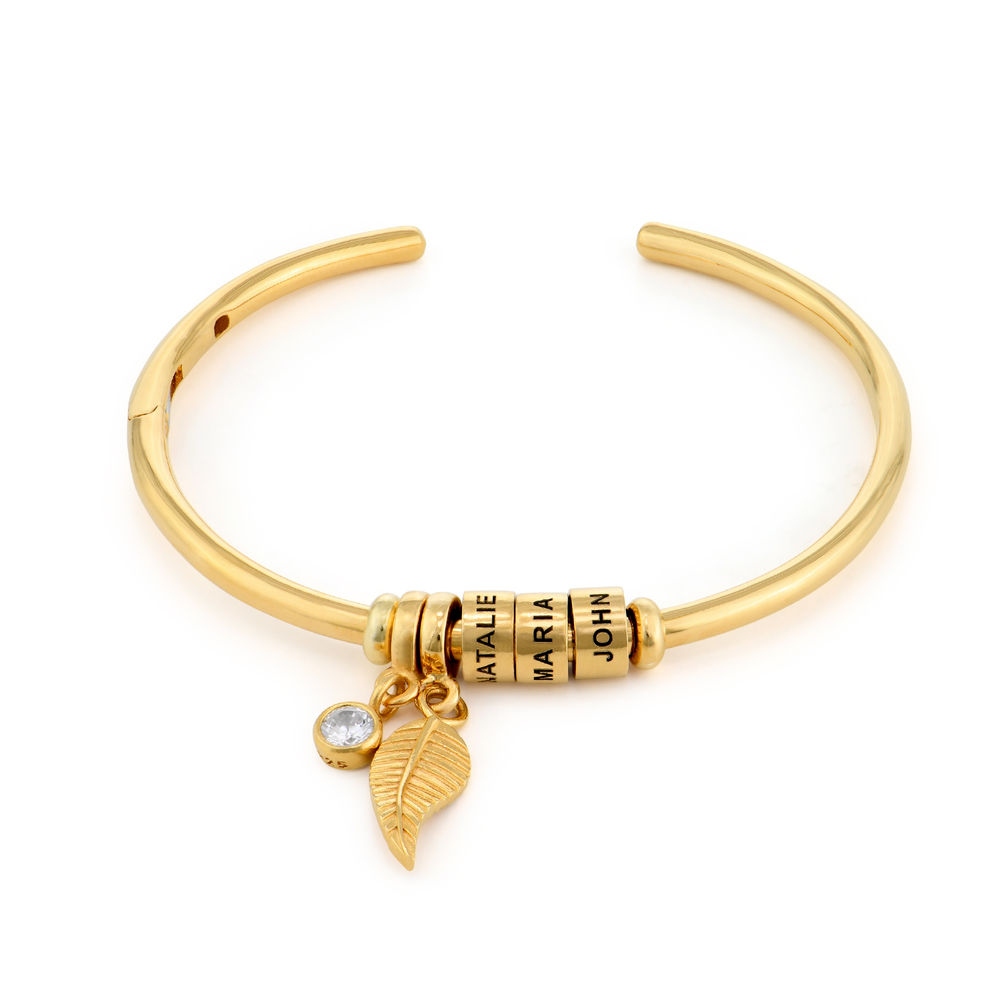 Linda Open Bangle Bracelet with Beads in Gold Plating product photo