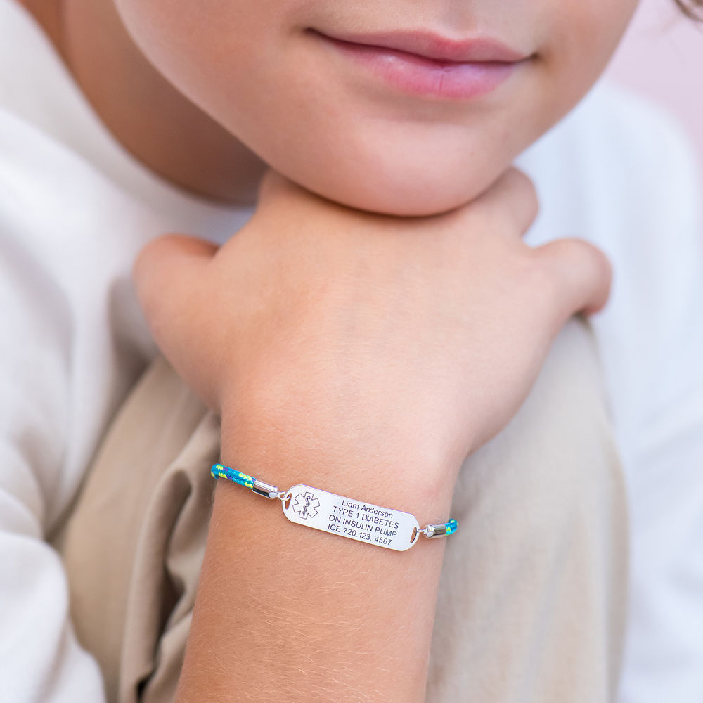 Medical ID Bracelet for Kids in Sterling Silver - 3