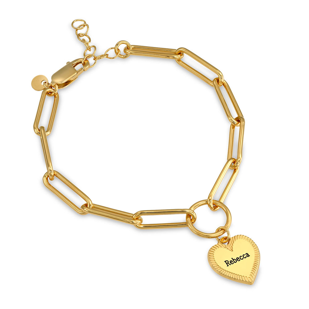 Heart Pendant Link Bracelet in Gold Plating