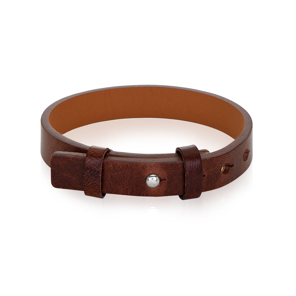 Men's Total Brown Leather Name Bracelet - 1