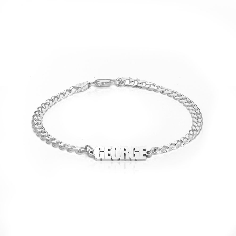 Thick Chain Name Bracelet in Sterling Siver