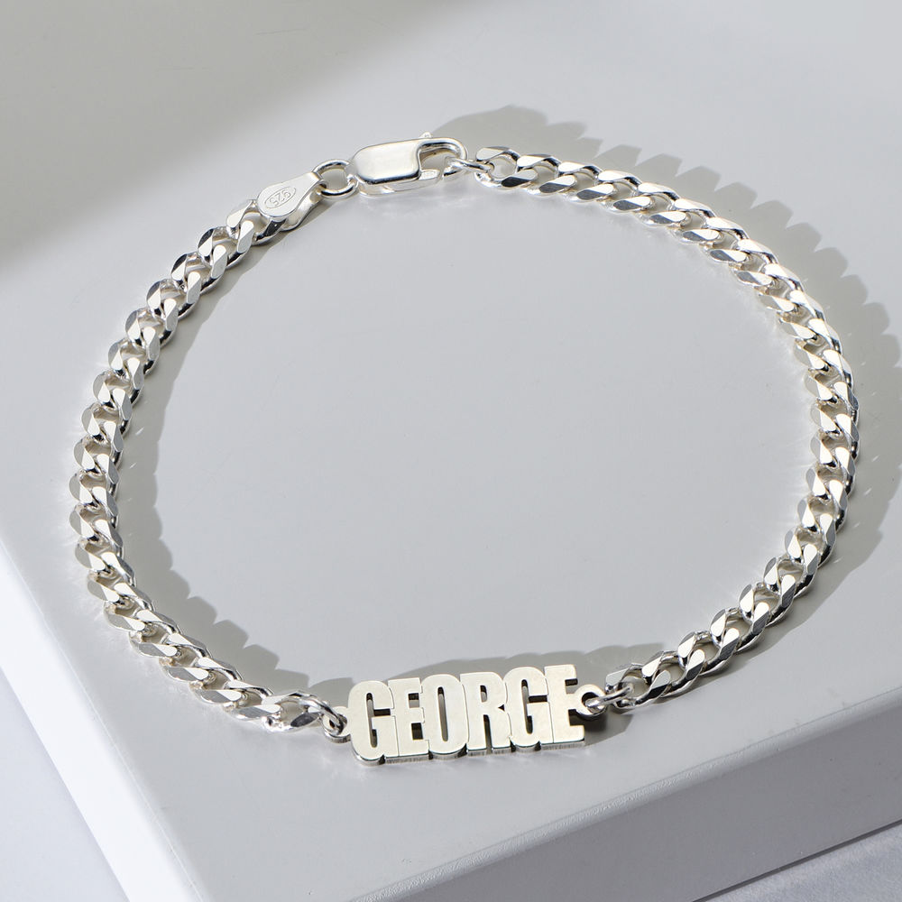 Thick Chain Name Bracelet in Sterling Siver - 1