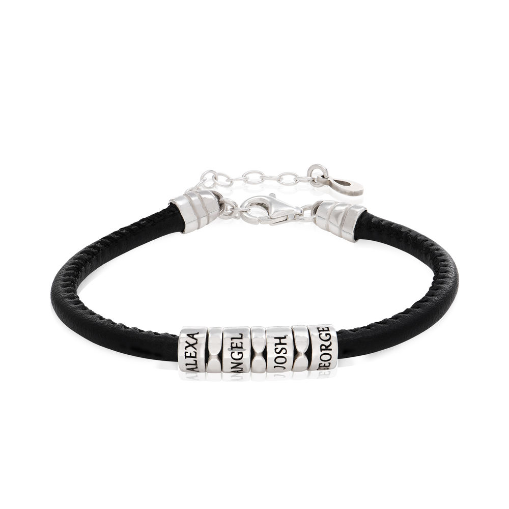 The Vegan-Leather Bracelet with Sterling Silver Beads product photo