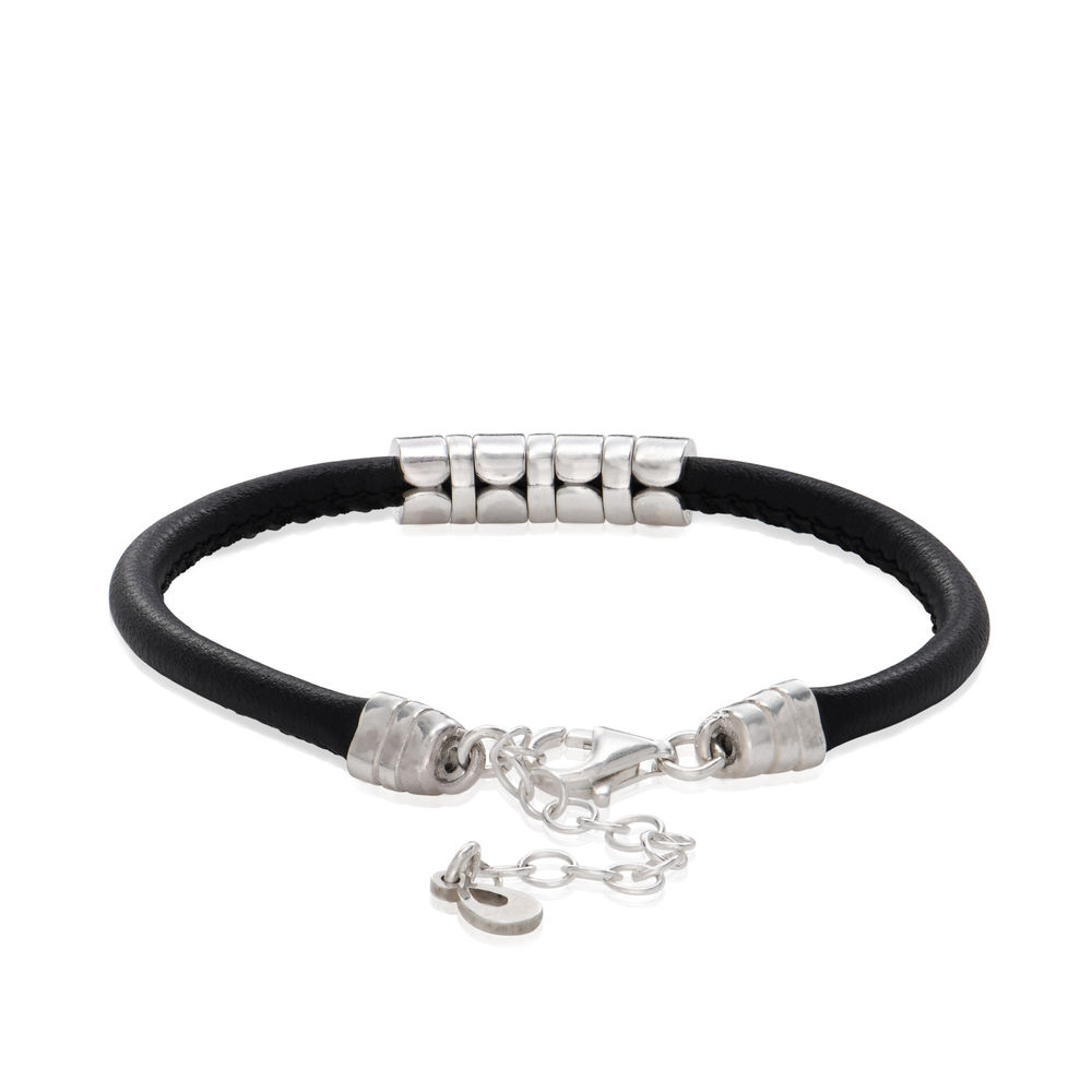 The Vegan-Leather Bracelet  with Sterling Silver Beads - 1 product photo