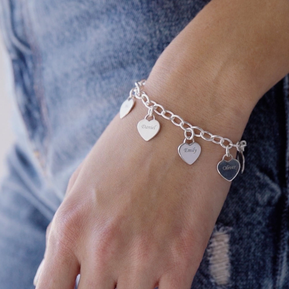 Mother’s Personalized Heart Charm Bracelet - 1