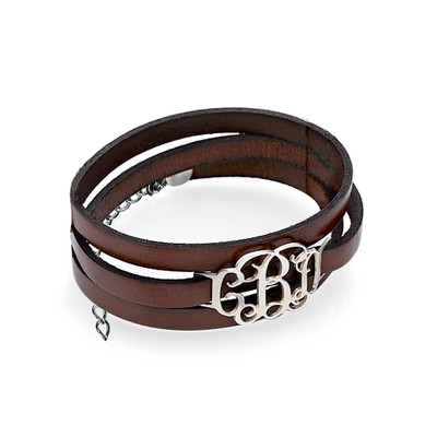 Leather Wrap Bracelet - Monogram - 1
