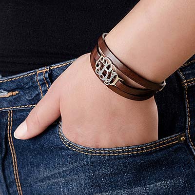Leather Wrap Bracelet - Monogram - 2
