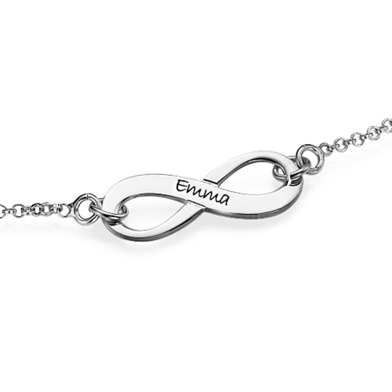 Sterling Silver Engraved Infinity Bracelet - 1