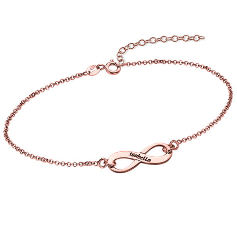 Engraved Infinity Bracelet with Rose Gold Plating