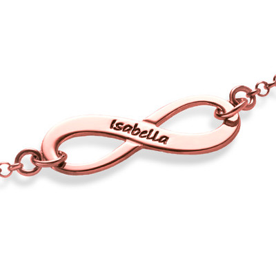 Engraved Infinity Bracelet with Rose Gold Plating - 1