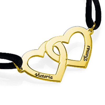 Couples Heart Charm Bracelet in Gold Plating - 1