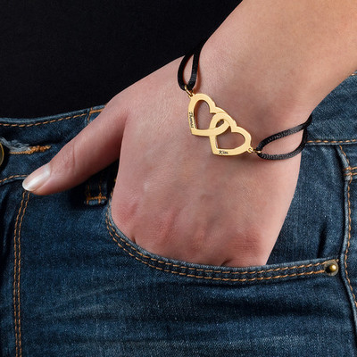 Couples Heart Charm Bracelet in Gold Plating - 2 product photo