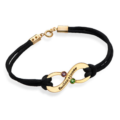 Couples Infinity Bracelet with Birthstones - 18K Gold Plating