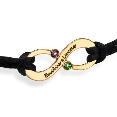 Couples Infinity Bracelet with Birthstones - 18K Gold Plating - 1