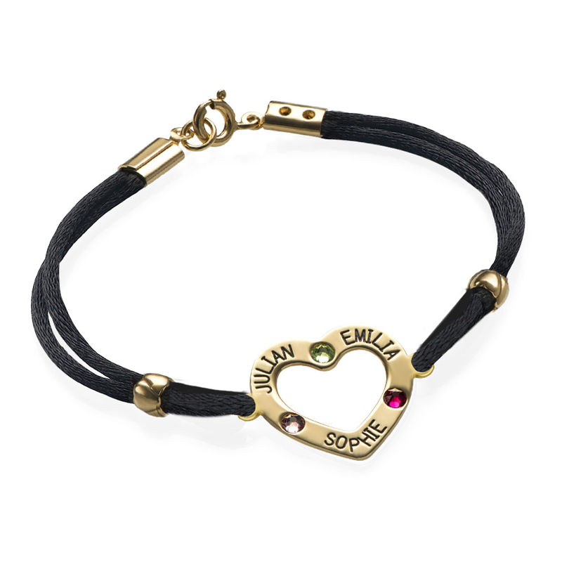 Heart Bracelet with Birthstones - 18K Gold Plating