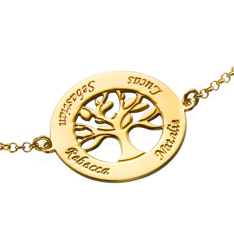 Family Tree Bracelet with Engraving - Gold Plated - 1