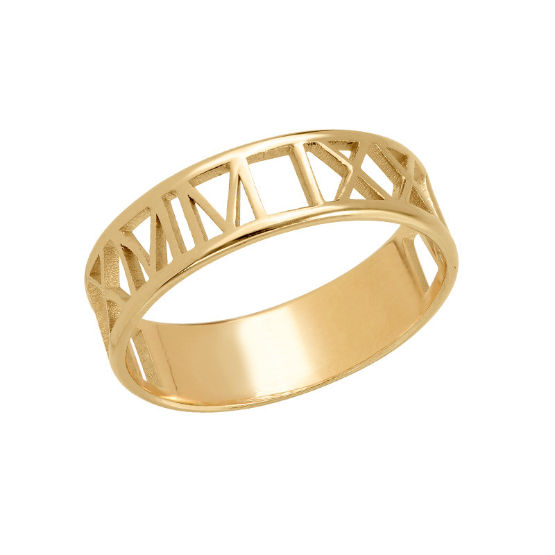 Gold Plated Roman Numeral Ring
