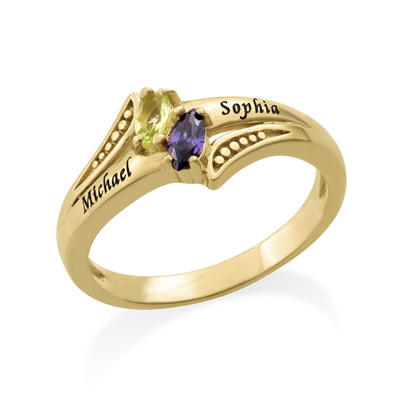 Personalized Birthstone Ring in Gold Plating - 1 product photo